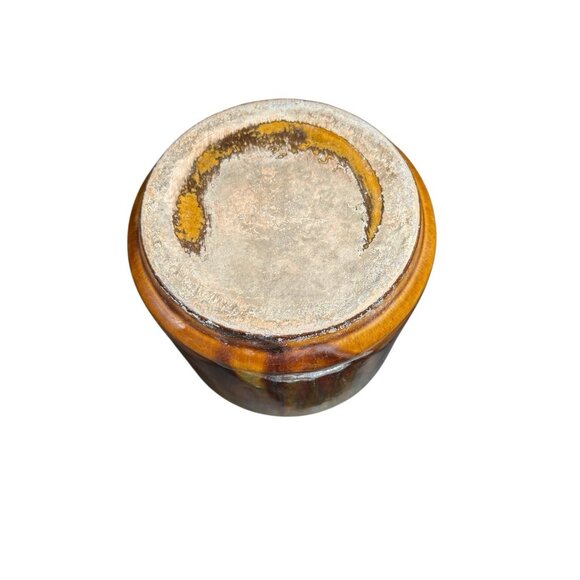 Vintage California USA Pottery Plant Pot Bowl 6x7" Orange Gold Drip Mid Century - Picture 4 of 10